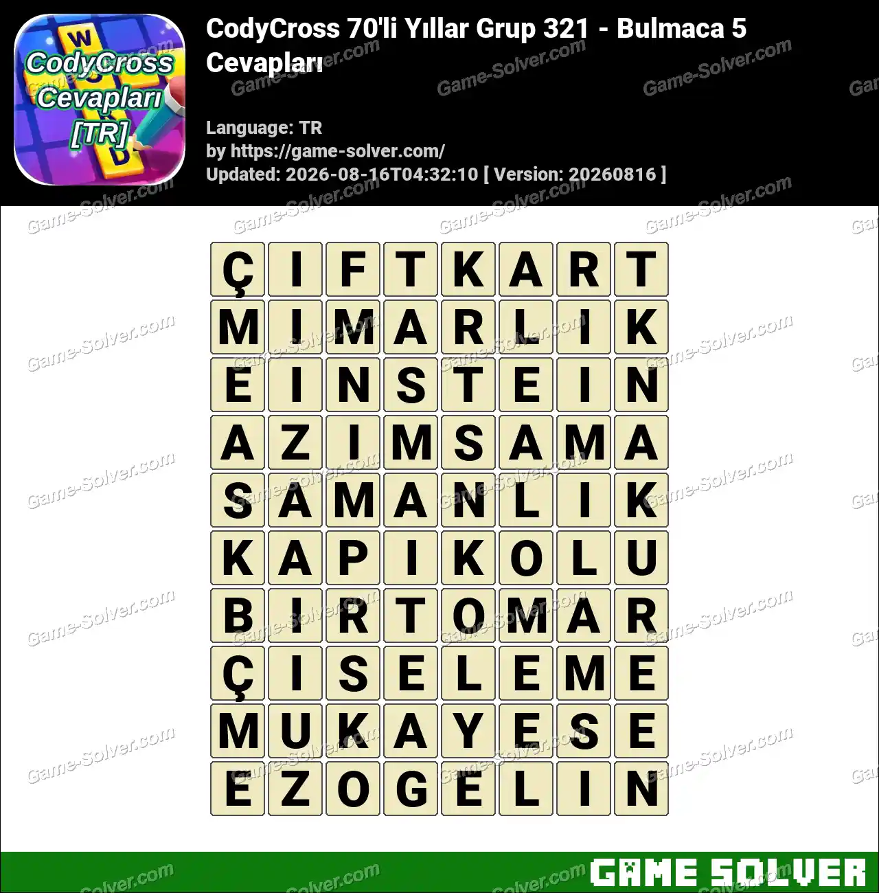 CodyCross 70’li Yıllar Grup 321 – Bulmaca 5 Cevapları
